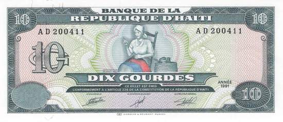 10 Gourdes p256a 1991 Haiti